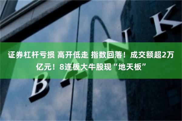 证券杠杆亏损 高开低走 指数回落！成交额超2万亿元！8连板大牛股现“地天板”